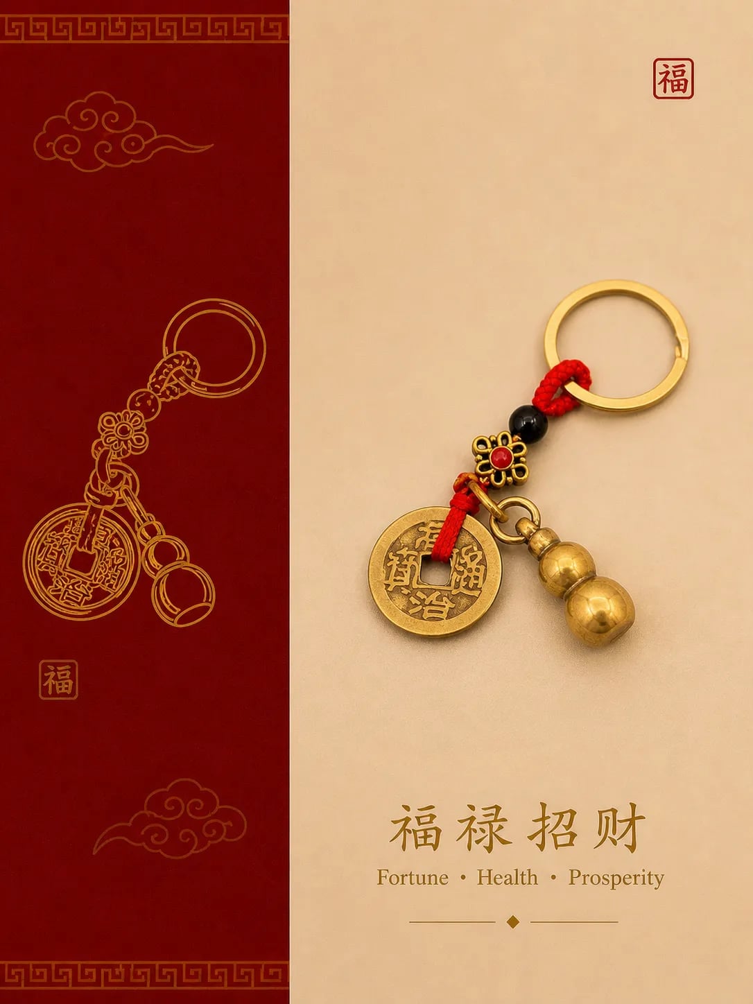 The Brass Coin & Wu Lou Keychain